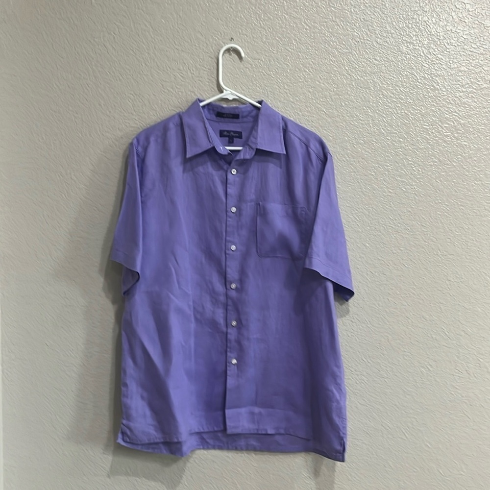 ALLAN FLUSSER Men 2XL Dress Shirt Button Down Career Business 100% Purple